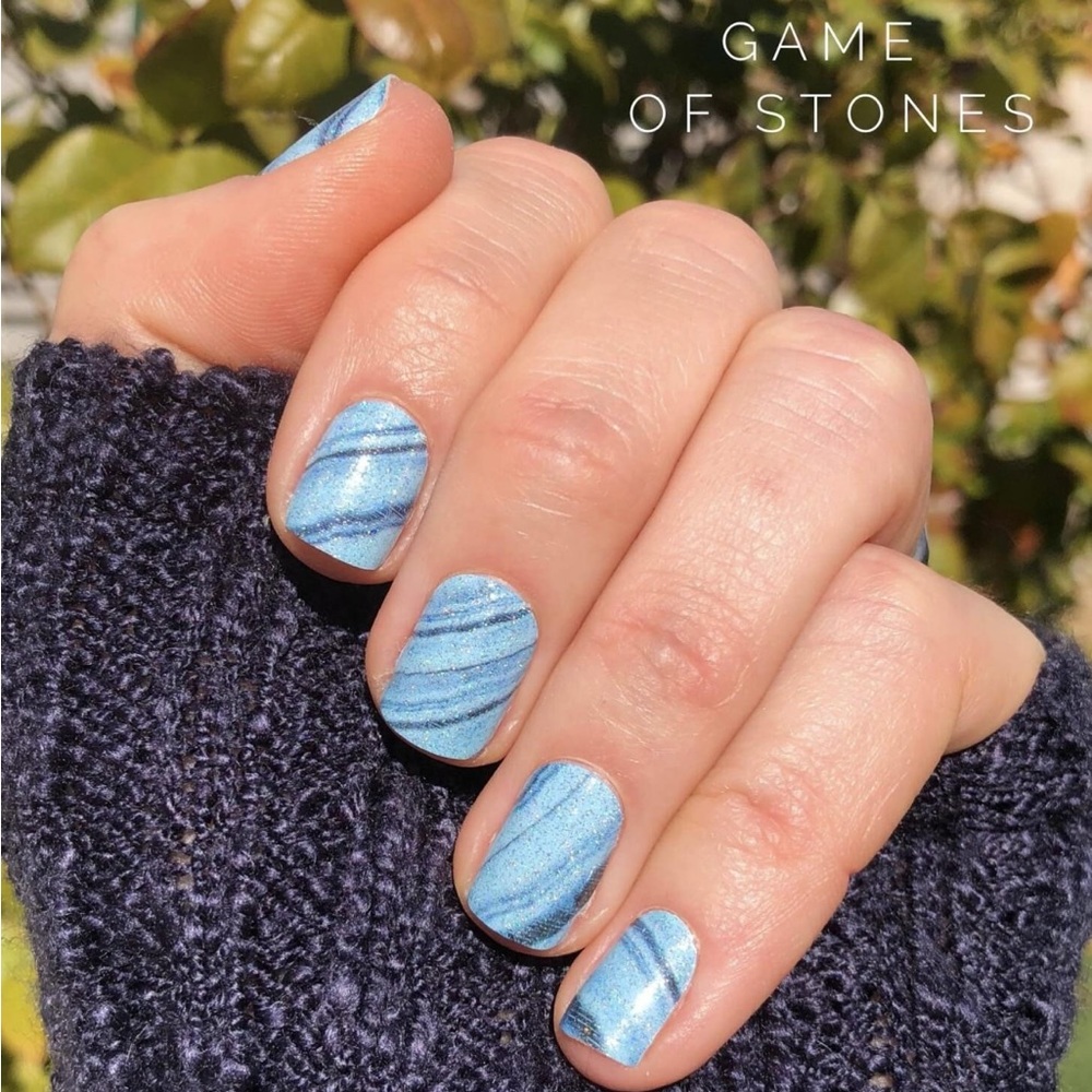 *Retired* Color Street: Game of Stones | Blue Silver Agate Stripes Nature Pastel